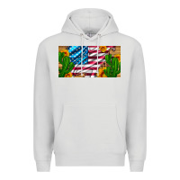 Dove Grey usa flag and cactus and sunflowers with leopard and wood license  plat Premium Hoodie - Artiststas