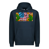 Navy usa flag and cactus and sunflowers with leopard and wood license  plat Premium Hoodie - Artiststas