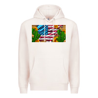 Pale Pink usa flag and cactus and sunflowers with leopard and wood license  plat Premium Hoodie - Artiststas