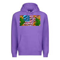 Usa Flag And Cactus And Sunflowers With Leopard And Wood License  Plat Premium Hoodie | Teevron