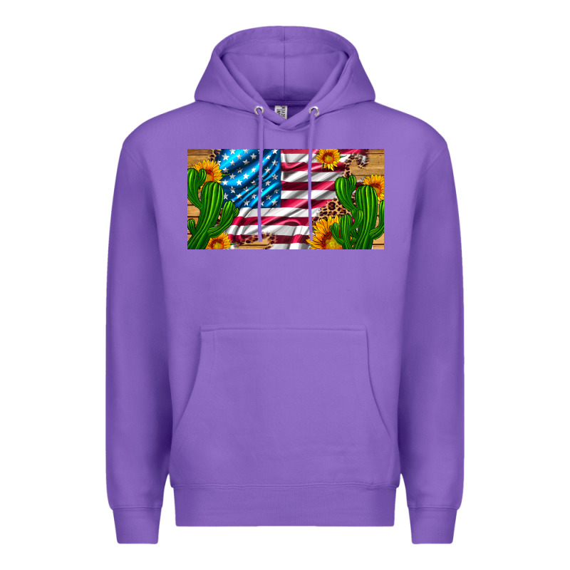 Usa Flag And Cactus And Sunflowers With Leopard And Wood License  Plat Premium Hoodie by Artiststas | Teevron