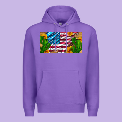 Usa Flag And Cactus And Sunflowers With Leopard And Wood License  Plat Premium Hoodie Designed By Artiststas