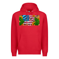 Red usa flag and cactus and sunflowers with leopard and wood license  plat Premium Hoodie - Artiststas