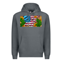 Rock usa flag and cactus and sunflowers with leopard and wood license  plat Premium Hoodie - Artiststas