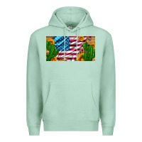 Seafoam usa flag and cactus and sunflowers with leopard and wood license  plat Premium Hoodie - Artiststas