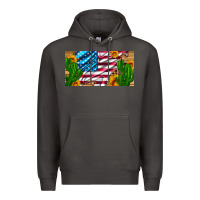 Smoke usa flag and cactus and sunflowers with leopard and wood license  plat Premium Hoodie - Artiststas