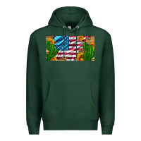 Sports Green usa flag and cactus and sunflowers with leopard and wood license  plat Premium Hoodie - Artiststas