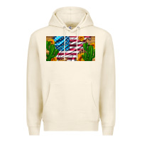 Tofu usa flag and cactus and sunflowers with leopard and wood license  plat Premium Hoodie - Artiststas