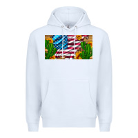 White usa flag and cactus and sunflowers with leopard and wood license  plat Premium Hoodie - Artiststas