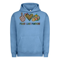 Pigment Pebble Blue Peace Love Pumkins Urban Hoodie - Jasminsmagicworld