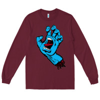 Burgundy santacruz screaming hand Long Sleeve Tee - artisFamous