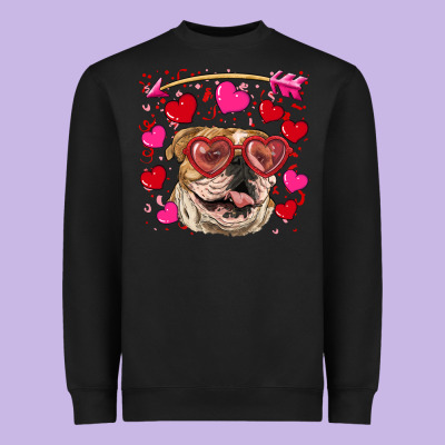 Valentine's Day  Brown English Bulldog Heavyweight Sweatshirt Designed By Ranaportraitstore