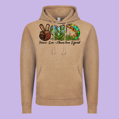 Peace Love Chameleon Lizard Vintage Hoodie Designed By Lillyallendesigns