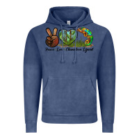 Vintage Denim Peace Love Chameleon Lizard Vintage Hoodie - LillyAllenDesigns