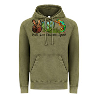 Vintage Olive Peace Love Chameleon Lizard Vintage Hoodie - LillyAllenDesigns