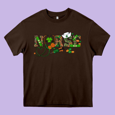 St Patrick's Day Nurse Heavy Core Tee Designed By Ranaportraitstore