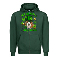 Sports Green st.patricks day my beagle is my lucky charm Zipper Hoodie - RanaPortraitStore