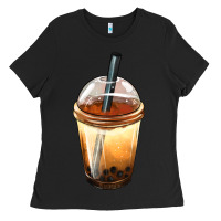 Black Bobba cup Ladies Tee - FaDigitalArtStudio