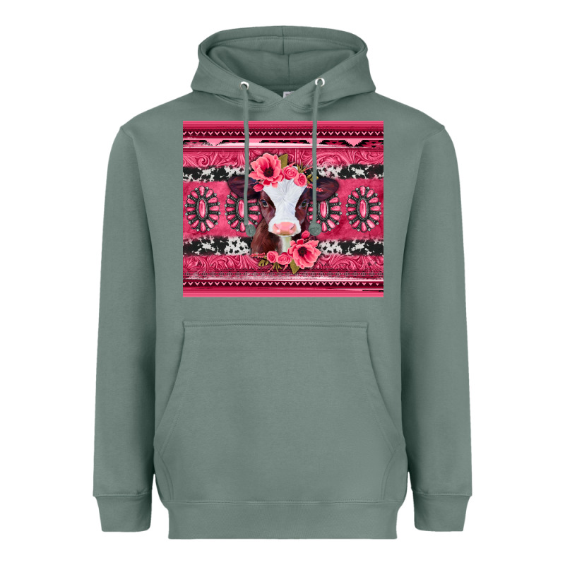 Pink Gemstone Baby Calf Western Valentines Day Heavyweight Hoodie by Jasminsmagicworld | Teevron
