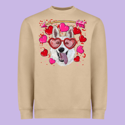 Valentine's Day  White Shepherd Heavyweight Sweatshirt Designed By Ranaportraitstore
