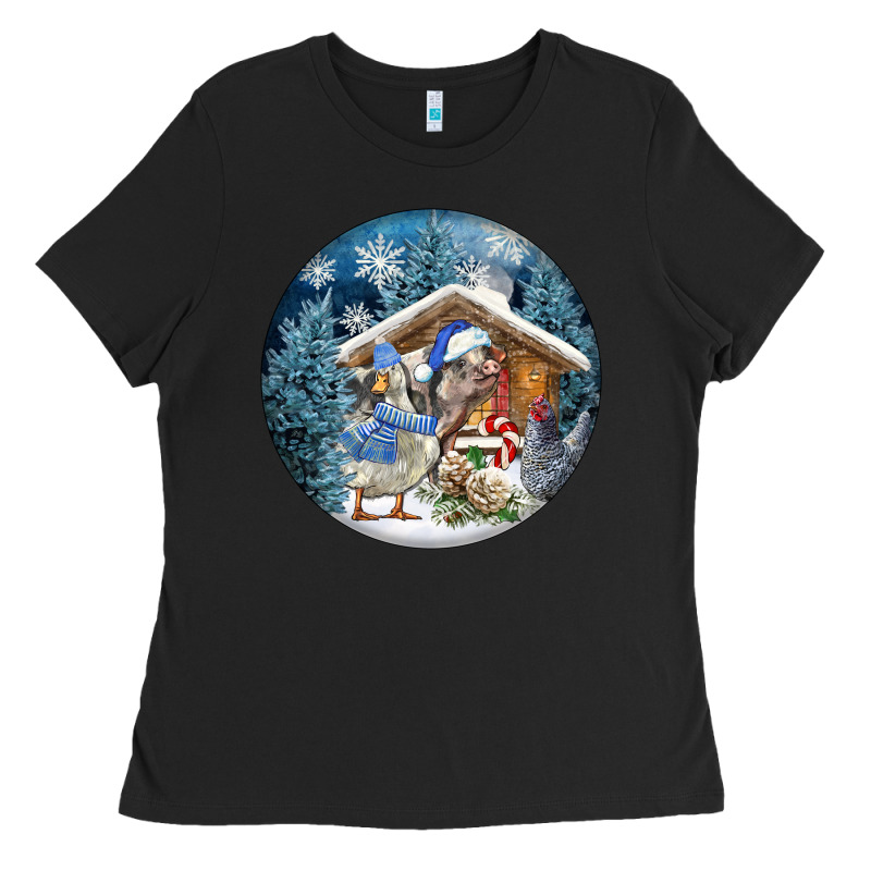 Winter Farm Animals Ladies Tee by FaDigitalArtStudio | Teevron