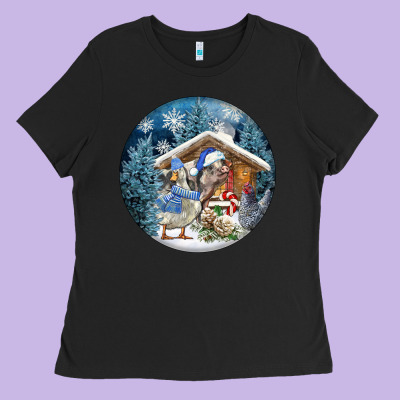 Winter Farm Animals Ladies Tee Designed By Fadigitalartstudio