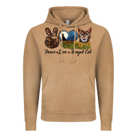 Vintage Camel Peace Love Bengal Cat Head Vintage Hoodie - LillyAllenDesigns
