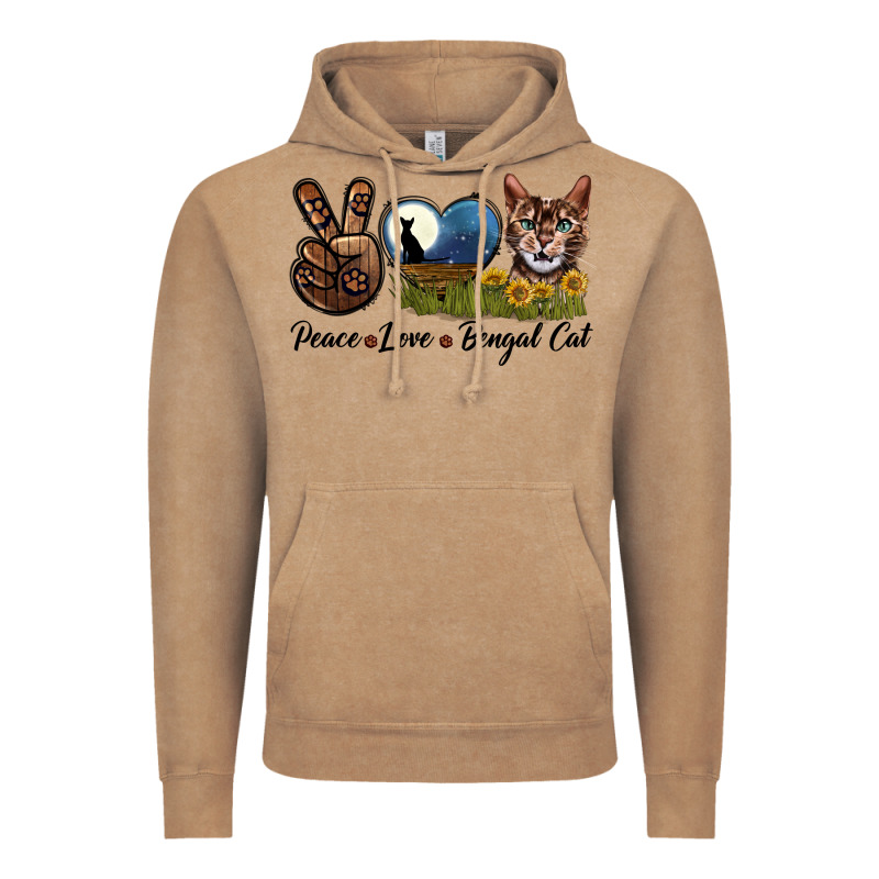 Peace Love Bengal Cat Head Vintage Hoodie by LillyAllenDesigns | Teevron