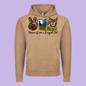 Peace Love Bengal Cat Head Vintage Hoodie Designed By Lillyallendesigns