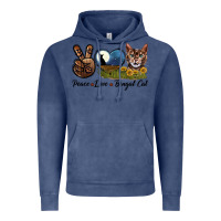 Vintage Denim Peace Love Bengal Cat Head Vintage Hoodie - LillyAllenDesigns