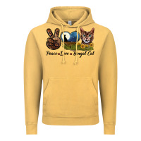 Vintage Mustard Peace Love Bengal Cat Head Vintage Hoodie - LillyAllenDesigns