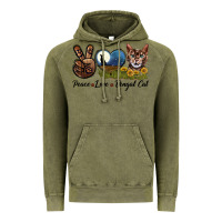 Vintage Olive Peace Love Bengal Cat Head Vintage Hoodie - LillyAllenDesigns
