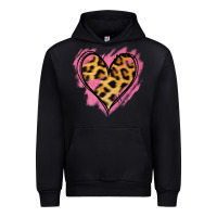 Black Leopard Pink Glitter Heart Urban Hoodie - Jasminsmagicworld