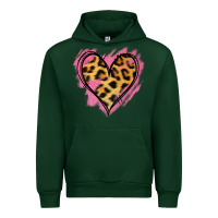 Forest Green Leopard Pink Glitter Heart Urban Hoodie - Jasminsmagicworld