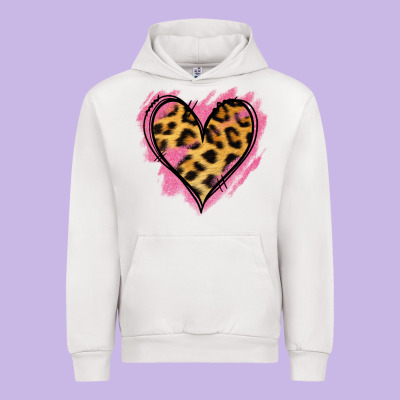 Leopard Pink Glitter Heart Urban Hoodie Designed By Jasminsmagicworld