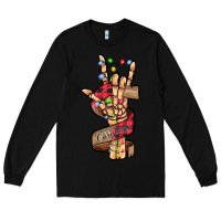 Black merry christmas skeleton hand Long Sleeve Tee - CowhideDigitalArt