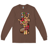 Chestnut merry christmas skeleton hand Long Sleeve Tee - CowhideDigitalArt