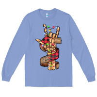 Colony Blue merry christmas skeleton hand Long Sleeve Tee - CowhideDigitalArt