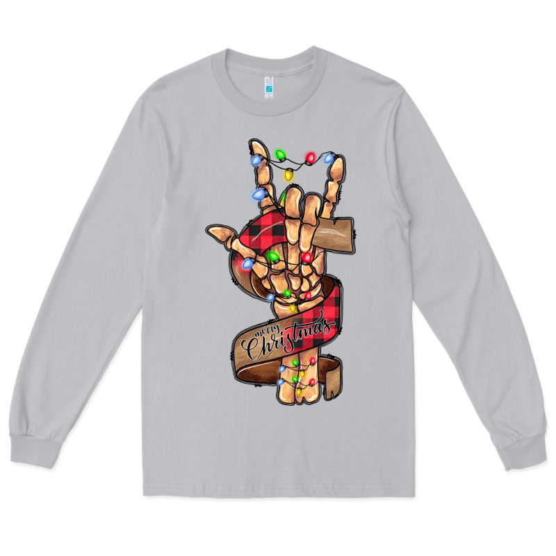 Merry Christmas Skeleton Hand Long Sleeve Tee by CowhideDigitalArt | Teevron