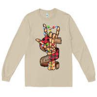 Mushroom merry christmas skeleton hand Long Sleeve Tee - CowhideDigitalArt