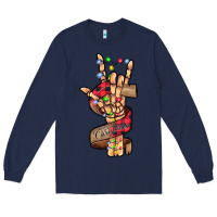 Navy merry christmas skeleton hand Long Sleeve Tee - CowhideDigitalArt