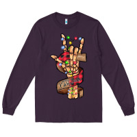 Plum merry christmas skeleton hand Long Sleeve Tee - CowhideDigitalArt