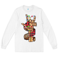 White merry christmas skeleton hand Long Sleeve Tee - CowhideDigitalArt