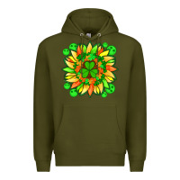 Army Green sunflower with st patricks smiley face and shamrock with glitter Premium Hoodie - Artiststas
