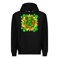 Black sunflower with st patricks smiley face and shamrock with glitter Premium Hoodie - Artiststas