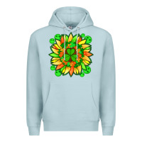 Blue Mist sunflower with st patricks smiley face and shamrock with glitter Premium Hoodie - Artiststas