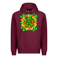 Burgundy sunflower with st patricks smiley face and shamrock with glitter Premium Hoodie - Artiststas