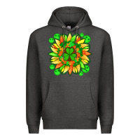 Charcoal Heather sunflower with st patricks smiley face and shamrock with glitter Premium Hoodie - Artiststas