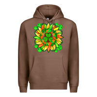 Chestnut sunflower with st patricks smiley face and shamrock with glitter Premium Hoodie - Artiststas