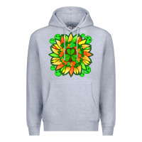 Heather Grey sunflower with st patricks smiley face and shamrock with glitter Premium Hoodie - Artiststas